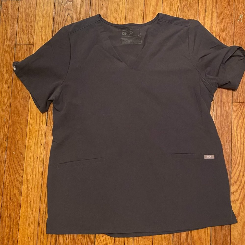 Figs Charcoal Casma - Three-Pocket Scrub Top Large